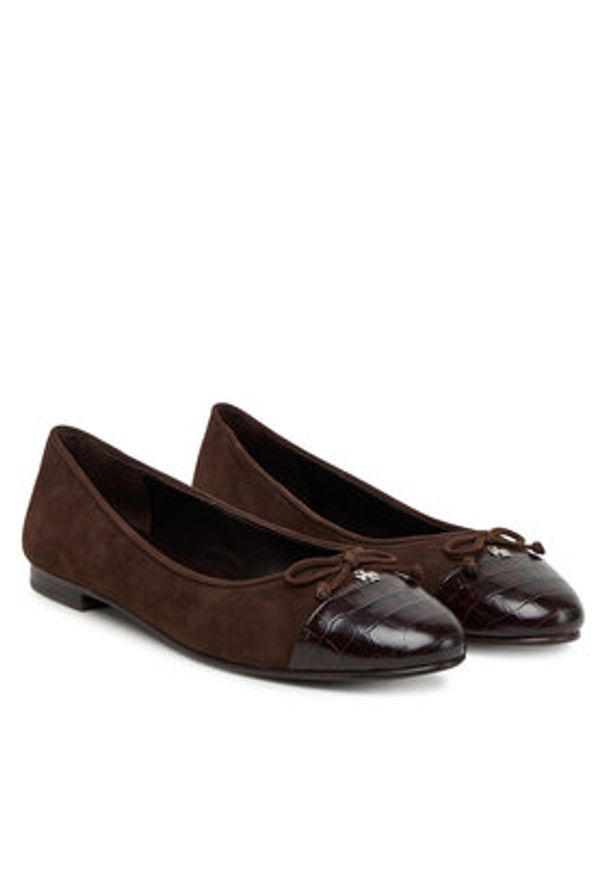 Tory Burch Baleriny Cap-Toe Ballet 169866 Brązowy. Kolor: brązowy. Materiał: skóra