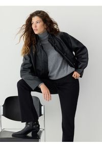 Reserved - Kurtka z owczej skóry - czarny. Kolor: czarny. Materiał: skóra #1