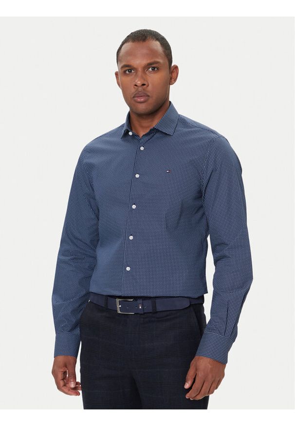 TOMMY HILFIGER - Tommy Hilfiger Koszula MW0MW40523 Granatowy Slim Fit. Kolor: niebieski. Materiał: bawełna