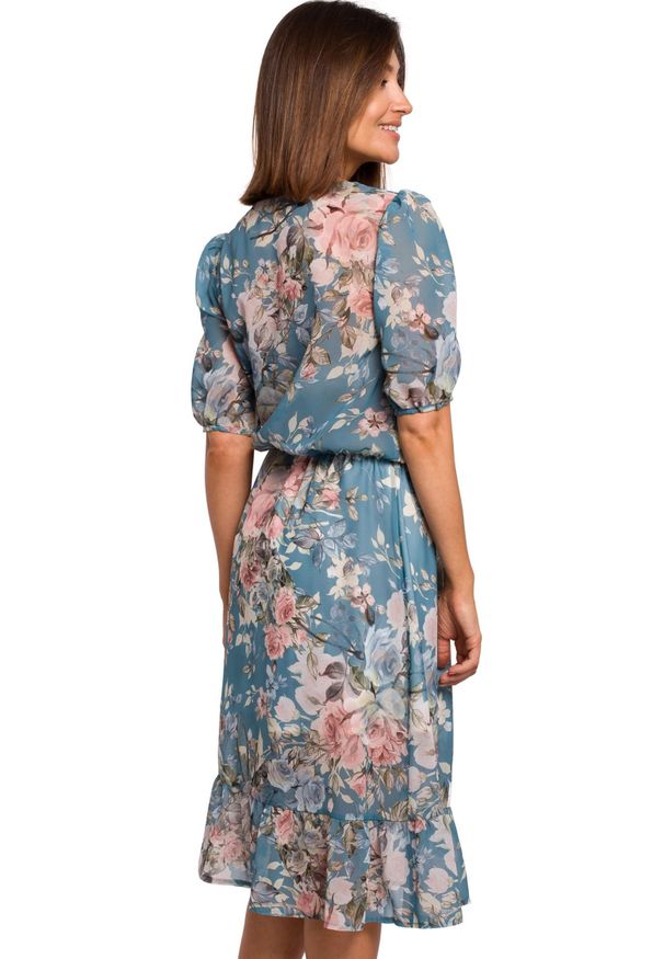 Style - Ekskluzywna szyfonowa sukienka w kwiaty. Materiał: szyfon. Wzór: kwiaty. Sezon: wiosna. Styl: elegancki