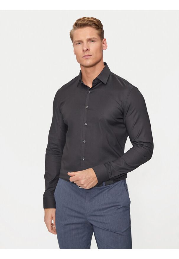 Calvin Klein Koszula K10K113182 Czarny Slim Fit. Kolor: czarny. Materiał: bawełna, syntetyk