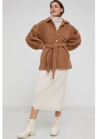 Answear Lab kurtka damska kolor brązowy przejściowa. Kolor: brązowy. Styl: wakacyjny