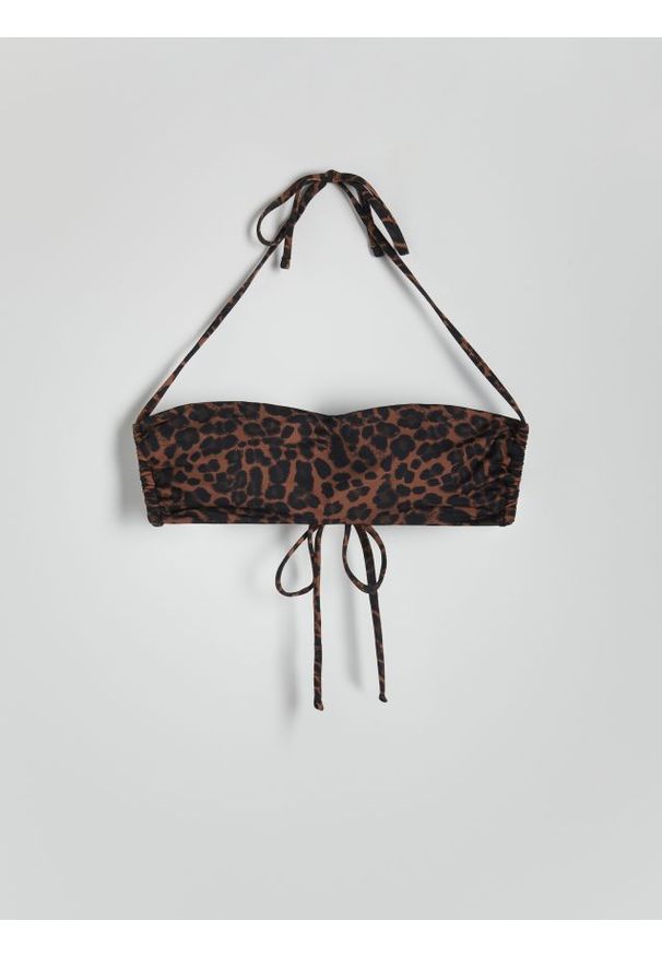 Reserved - Góra od bikini - brązowy. Kolor: brązowy. Materiał: materiał. Wzór: motyw zwierzęcy
