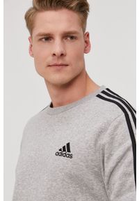 Adidas - adidas Bluza GK9110 męska kolor szary melanżowa. Okazja: na co dzień. Kolor: szary. Materiał: poliester, dzianina. Wzór: melanż. Styl: casual #2