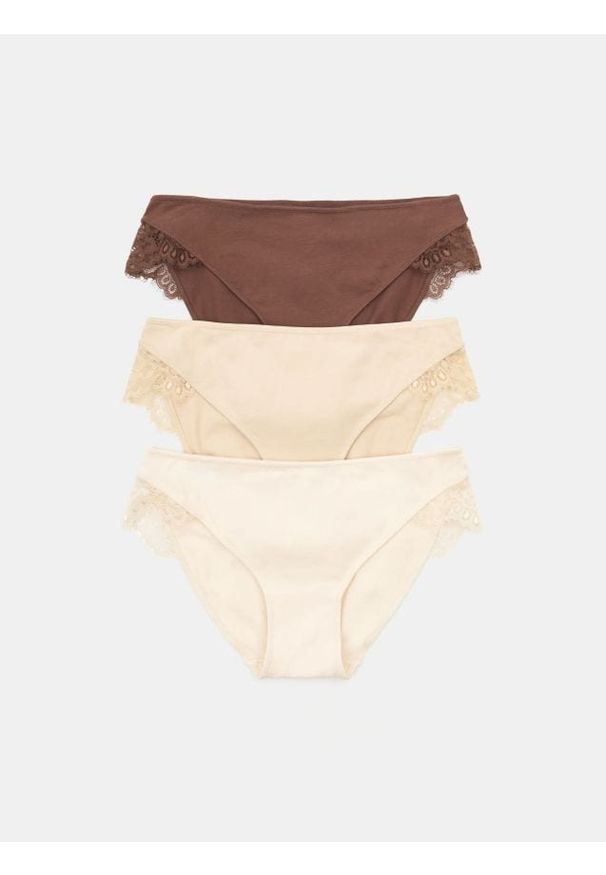 Sinsay - Bawełniane majtki figi 3 pack - wielobarwny. Materiał: bawełna