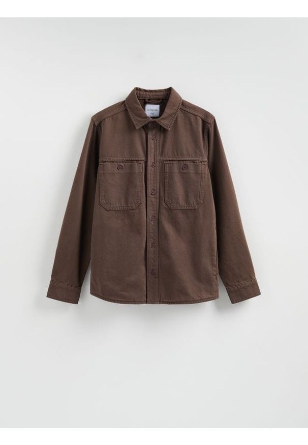 Reserved - Jeansowa koszula regular fit - dark grey jeans. Materiał: jeans