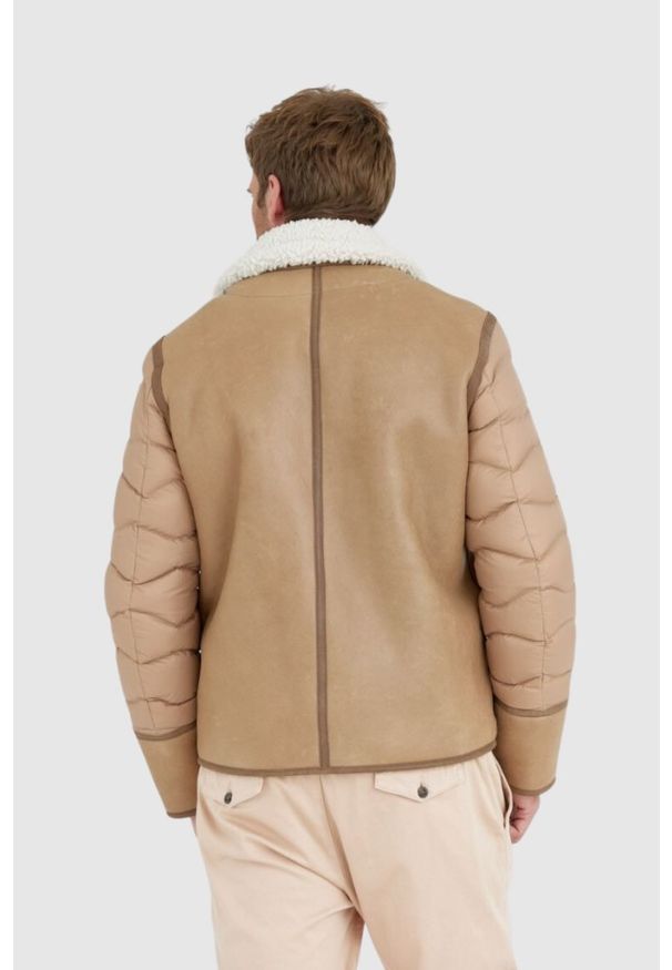 Blauer USA - BLAUER Kożuch męski z pikowanymi rękawami, Rozmiar L. Kolor: brązowy