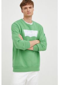 Levi's® - Levi's bluza bawełniana męska kolor zielony z nadrukiem. Okazja: na spotkanie biznesowe, na co dzień. Kolor: zielony. Materiał: bawełna. Wzór: nadruk. Styl: casual, biznesowy