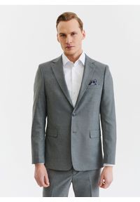 Pako Lorente - PAKO LORENTE – Szara gładka marynarka garniturowa. Kolor: szary. Materiał: tkanina. Wzór: gładki. Styl: klasyczny