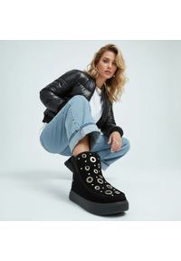 Hot Potatoes by Gioseppo - Czarne Śniegowce Gioseppo Ocieplane Obuwie Damskie. Kolor: czarny. Materiał: welur. Wzór: aplikacja. Sezon: zima #4