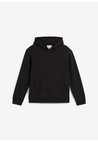 bonprix - Bluza z kapturem z miękkiej mieszanki bawełny. Typ kołnierza: kaptur. Kolor: czarny. Materiał: materiał, bawełna #1