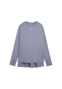 Puma - Damska koszulka oversize MODEST PUMA. Kolor: szary, wielokolorowy, fioletowy. Długość rękawa: raglanowy rękaw. Sport: bieganie #1