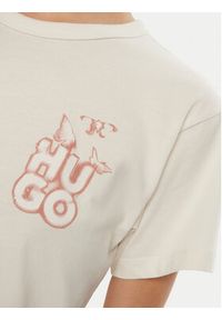 Hugo - HUGO T-Shirt Destrel_1 50534246 Écru Regular Fit. Materiał: bawełna #4