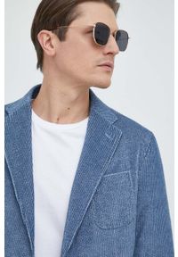 Emporio Armani marynarka męska kolor niebieski. Okazja: na co dzień. Kolor: niebieski. Styl: casual, klasyczny #2