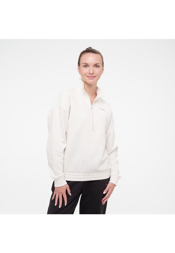 Bluza damska Puma Gym & Pilates. Kolor: biały. Materiał: materiał, bawełna. Sport: joga i pilates