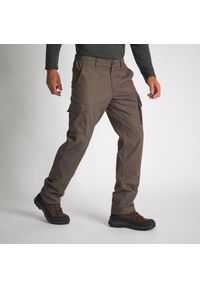SOLOGNAC - Spodnie outdoor Solognac 520. Kolor: brązowy. Materiał: materiał, bawełna. Sport: outdoor