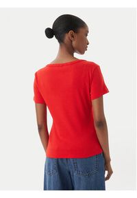 TOMMY HILFIGER - Tommy Hilfiger T-Shirt WW0WW49250 Czerwony Slim Fit. Kolor: czerwony. Materiał: bawełna #4