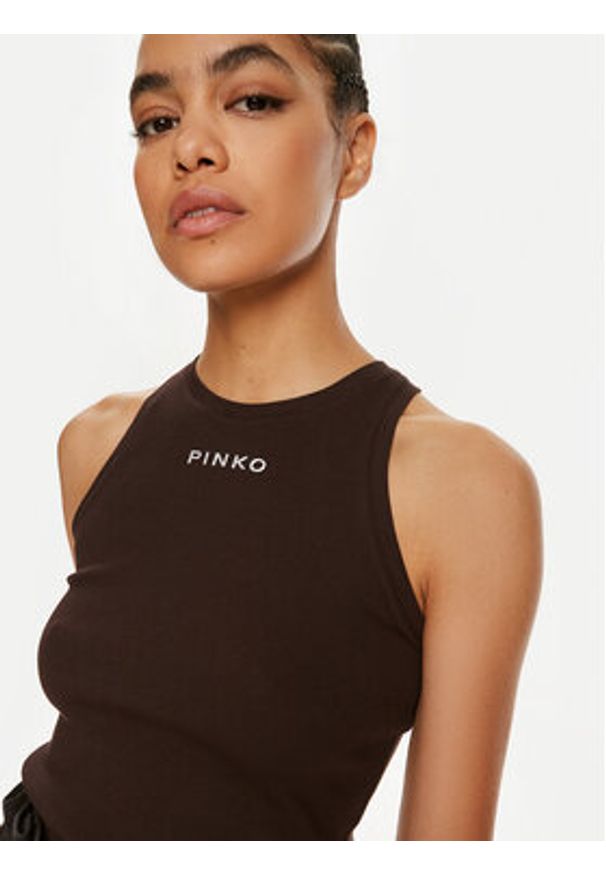 Pinko Top Distinto 100822 A22X Brązowy Regular Fit. Kolor: brązowy. Materiał: bawełna