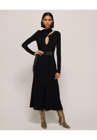NANUSHKA - Czarna sukienka Clement. Kolor: czarny. Długość rękawa: długi rękaw. Wzór: aplikacja, motyw zwierzęcy, nadruk. Sezon: jesień. Typ sukienki: dopasowane #1