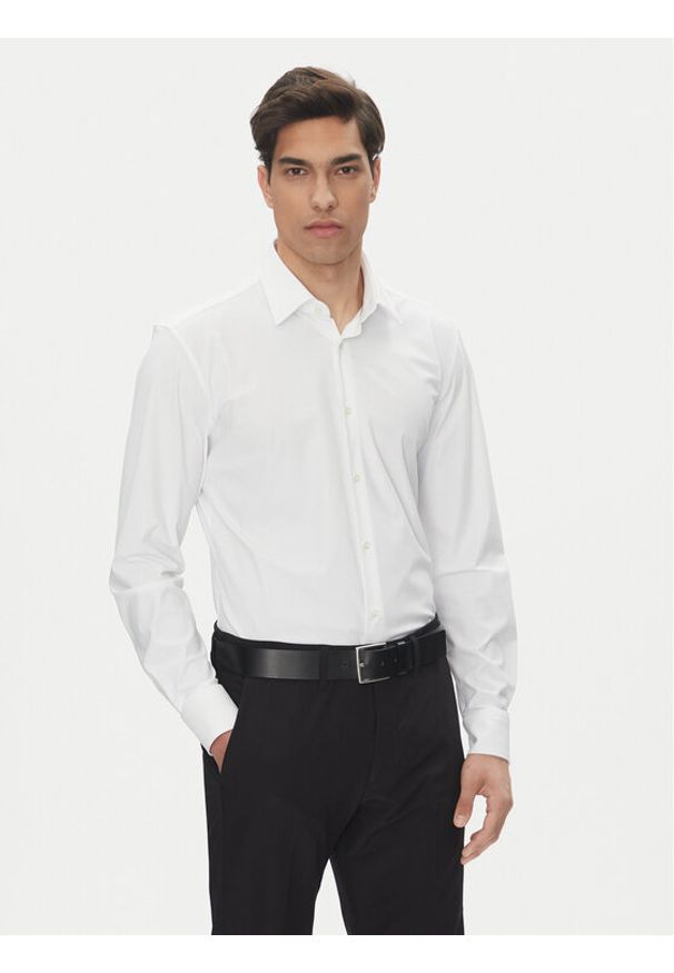 BOSS Koszula P-Hank 50539391 Biały Slim Fit. Kolor: biały. Materiał: syntetyk