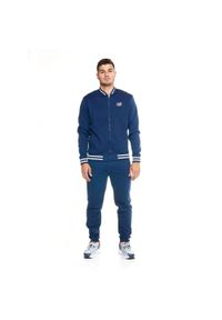 LEONE 1947 APPAREL - Męski dres lifestylowy z pełnym zamkiem. Kolor: niebieski. Materiał: dresówka. Sport: fitness