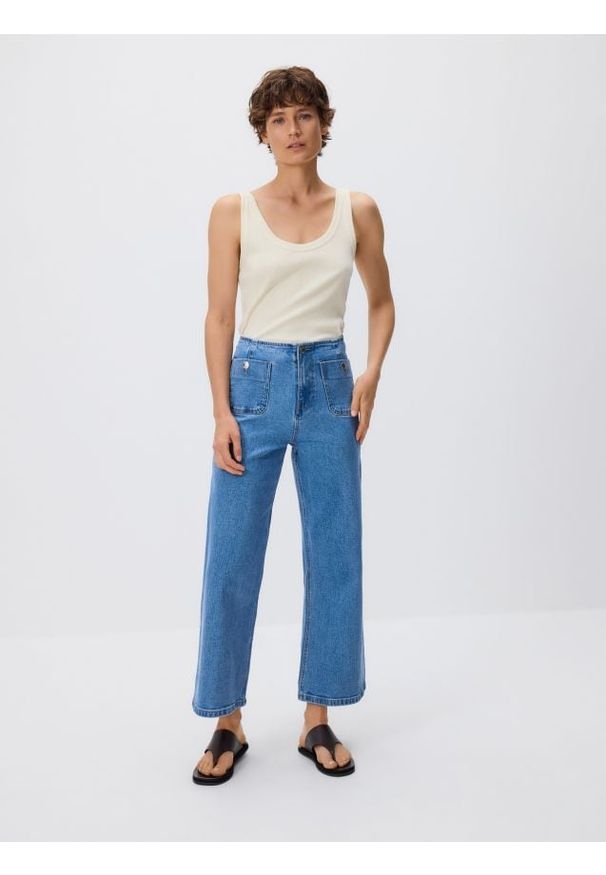 Reserved - Jeansy culotte - niebieski. Kolor: niebieski