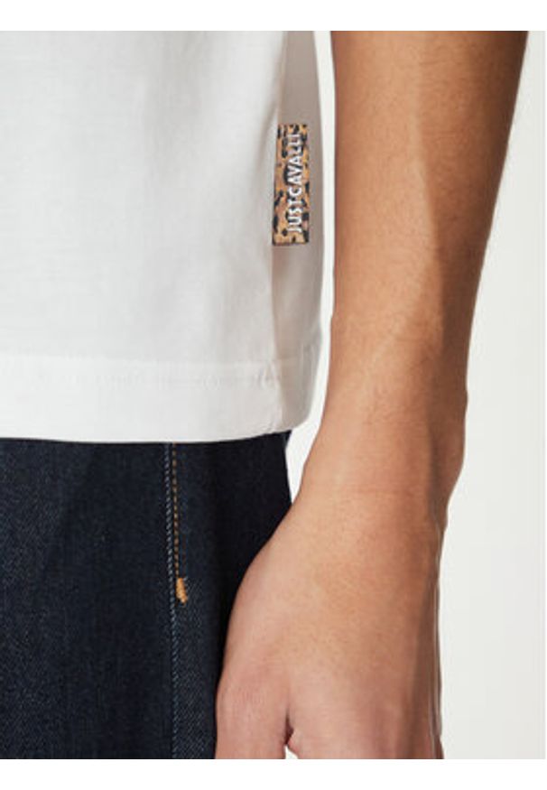 Just Cavalli T-Shirt 78OAHT01 Biały Regular Fit. Kolor: biały. Materiał: bawełna