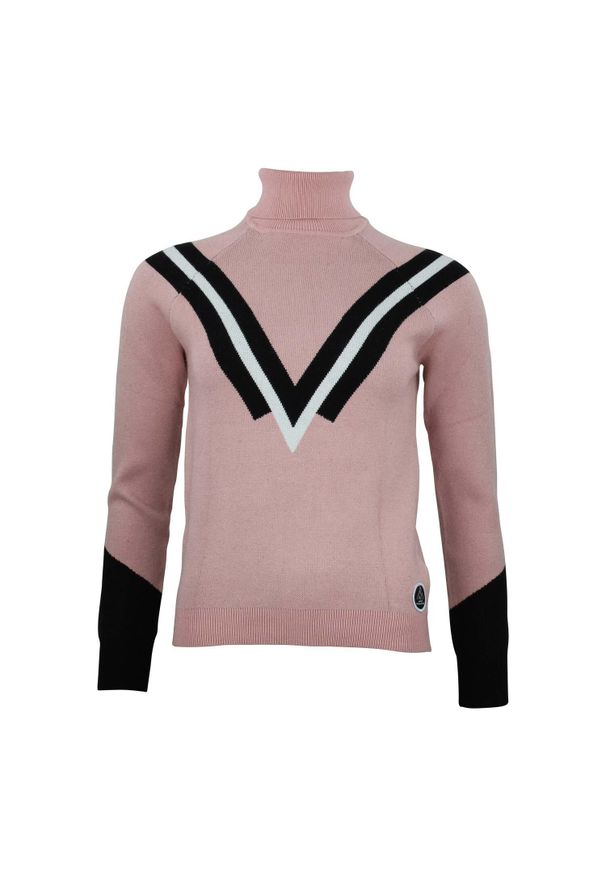 PEAK MOUNTAIN - Damski sweter z golfem Peak Mountain Adonie. Typ kołnierza: golf. Kolor: różowy. Sezon: zima. Sport: golf