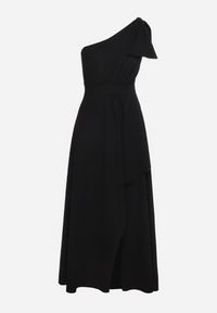 Born2be - Czarna Koktajlowa Asymetryczna Sukienka z Kokardą na Ramieniu Vimarellia. Okazja: na imprezę. Typ kołnierza: kokarda. Kolor: czarny. Typ sukienki: asymetryczne. Styl: wizytowy #6