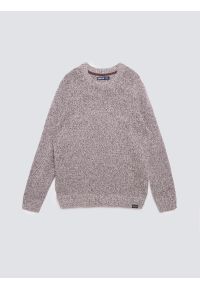 Big-Star - Sweter męski melanżowy brązowy Waltero 804. Okazja: na co dzień. Kolor: brązowy. Materiał: dzianina, jeans. Wzór: melanż. Styl: elegancki, casual, klasyczny