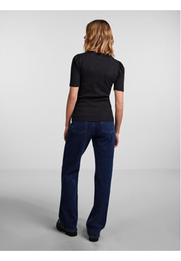 Pieces T-Shirt 17133700 Czarny Slim Fit. Kolor: czarny. Materiał: bawełna