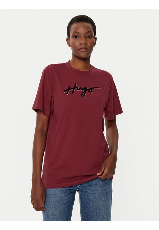 Hugo - HUGO T-Shirt 50528585 Czerwony Regular Fit. Kolor: czerwony. Materiał: bawełna