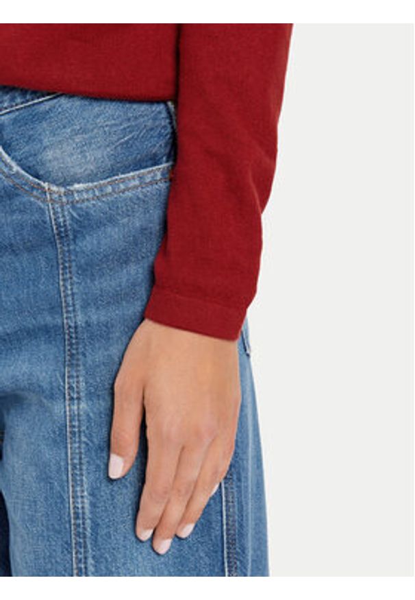 Tommy Jeans Golf Essential DW0DW19686 Czerwony Regular Fit. Typ kołnierza: golf. Kolor: czerwony. Materiał: bawełna, wiskoza