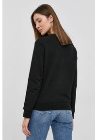 BOSS - Boss Bluza bawełniana damska kolor czarny z aplikacją. Okazja: na co dzień. Kolor: czarny. Materiał: bawełna. Wzór: aplikacja. Styl: casual
