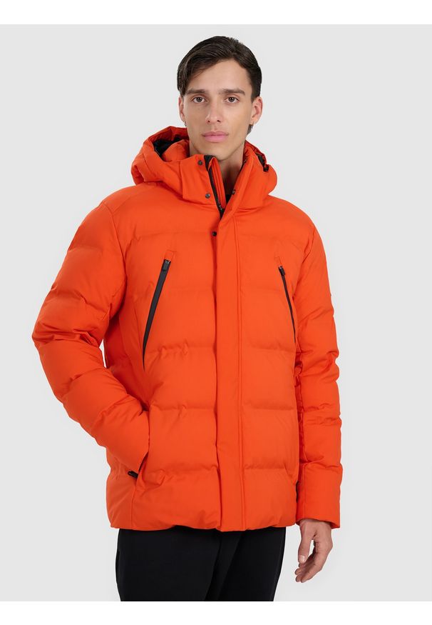 4f - 4F Kurtka puchowa z wypełnieniem syntetycznym membrana 10000 męska - pomarańczowa 3XL. Kolor: czerwony. Materiał: puch, syntetyk. Wzór: gładki. Sezon: zima. Styl: klasyczny