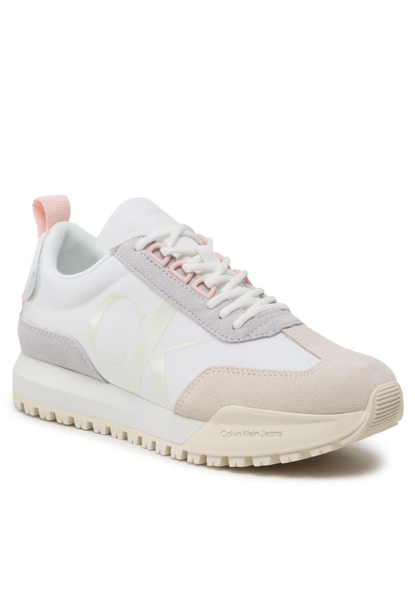 Sneakersy Calvin Klein Jeans Toothy Runner Laceup Mix Pearl YW0YW01100 White/Pearlized Cream White YBR. Kolor: biały. Materiał: materiał