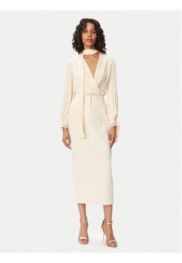 French Connection Spódnica ołówkowa 73DZC Kremowy Slim Fit. Kolor: kremowy. Materiał: syntetyk