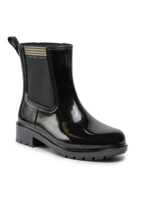 TOMMY HILFIGER - Tommy Hilfiger Kalosze Essential Tommy Rainboot FW0FW07760 Czarny. Kolor: czarny. Materiał: guma
