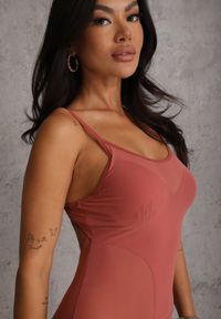 Renee - Różowy Jednoczęściowy Strój Kąpielowy z Siateczką i Wycięciem na Plecach Xenneth. Kolor: różowy #5