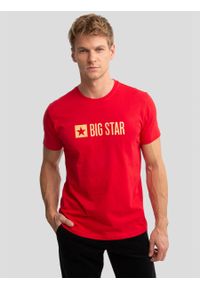 Big-Star - Koszulka męska z logo BIG STAR czerwona Anerr 603. Okazja: na co dzień. Kolor: czerwony. Materiał: jeans, bawełna. Styl: sportowy, casual, klasyczny