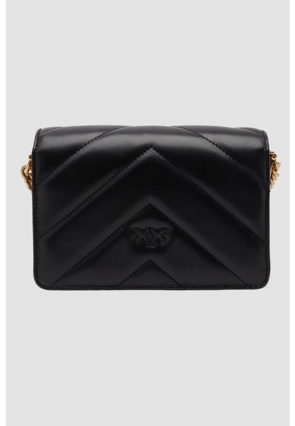 Pinko - PINKO Czarna kopertówka Love Click Mini. Kolor: czarny. Materiał: skórzane. Styl: elegancki, klasyczny