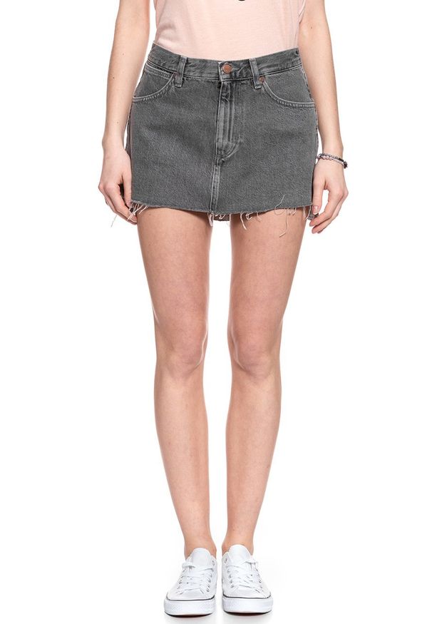Wrangler - SPÓDNICA JEANSOWA WRANGLER RETRO SKIRT GREY MULES W241RJ24R 112127920. Materiał: jeans. Długość: krótkie. Styl: retro