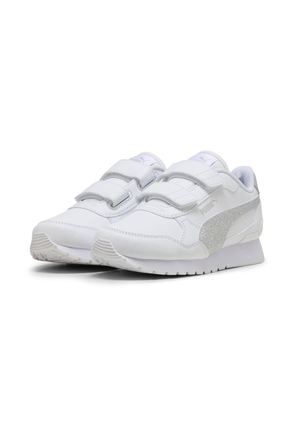 Puma - Dziecięce sneakersy ST Runner v4 Glitter PUMA. Okazja: na uczelnię. Kolor: szary, biały, wielokolorowy. Sport: joga i pilates
