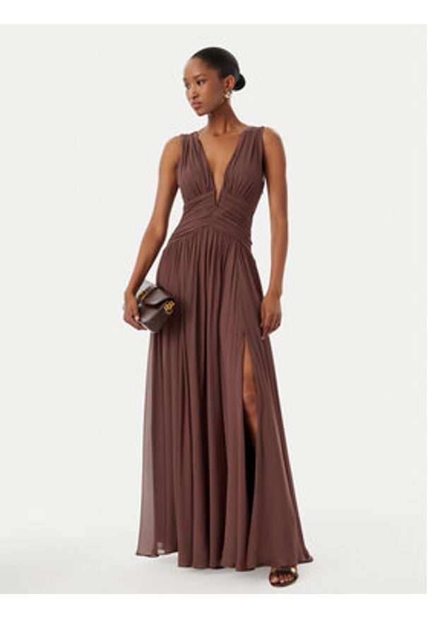 Marciano Guess Sukienka wieczorowa G6GK14 W2374 Brązowy Regular Fit. Kolor: brązowy. Materiał: wiskoza. Styl: wizytowy