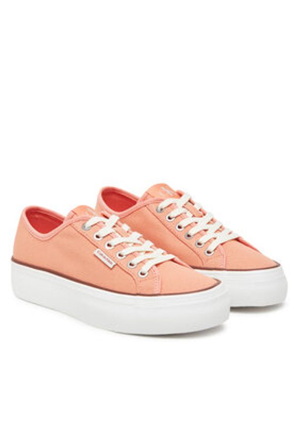 Calvin Klein Jeans Tenisówki Vulc Flatform Ctn Logo Tag YW0YW01838 Pomarańczowy. Kolor: pomarańczowy. Materiał: materiał