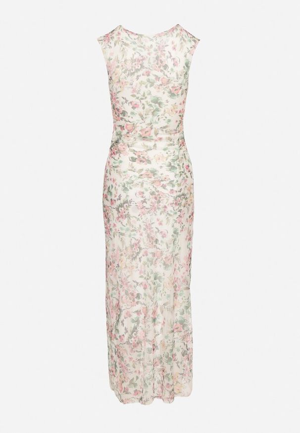 Born2be - Biała Dopasowana Sukienka w Kwiaty Meluvea. Okazja: na co dzień. Kolor: biały. Materiał: jeans. Wzór: kwiaty. Typ sukienki: proste. Styl: klasyczny, casual