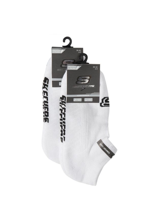 skechers - Skarpetki sportowe dla dorosłych 2PPK Basic Cushioned Sneaker Socks. Kolor: biały. Materiał: bawełna, poliamid, elastan