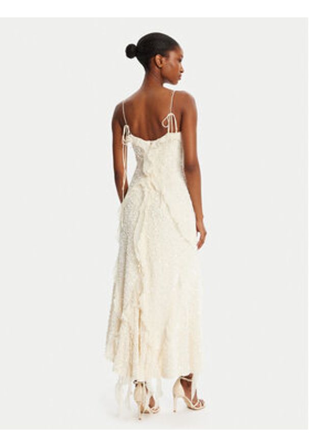 BARDOT - Bardot Sukienka koktajlowa Marsella Ruffle 59338DB1 Écru Regular Fit. Materiał: syntetyk. Styl: wizytowy