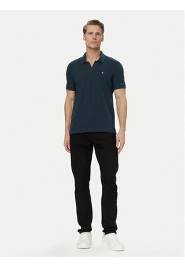 Calvin Klein Jeans Polo LV04RF215G Granatowy Regular Fit. Typ kołnierza: polo. Kolor: niebieski. Materiał: bawełna