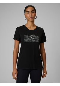 4f - 4F T-shirt regular z nadrukiem damski - czarny XL. Okazja: na co dzień. Kolor: czarny. Materiał: dzianina, bawełna. Wzór: nadruk. Styl: casual #1